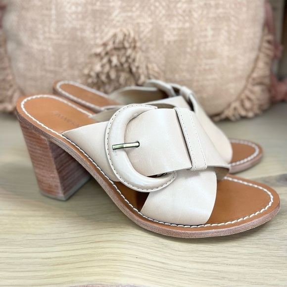 ZIMMERMANN Buckle Detail Block Heel Leather Mule Shoes - Picture 1 of 9